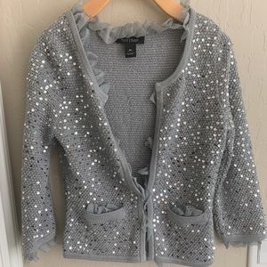 WHBM Silver cardigan w beautiful embellishments